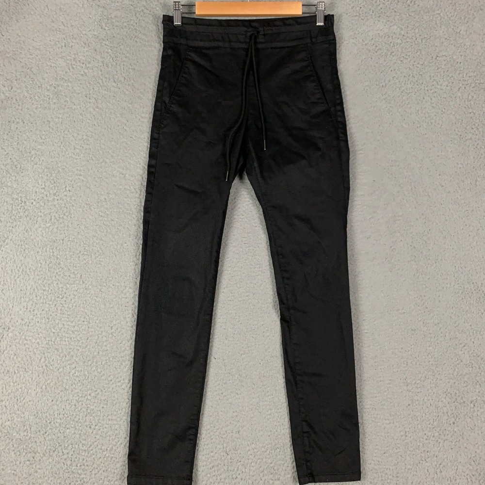 Flog Dafna Pants Womens 25 Black Slim Fit Stretch Drawstring Grid Textured Chino